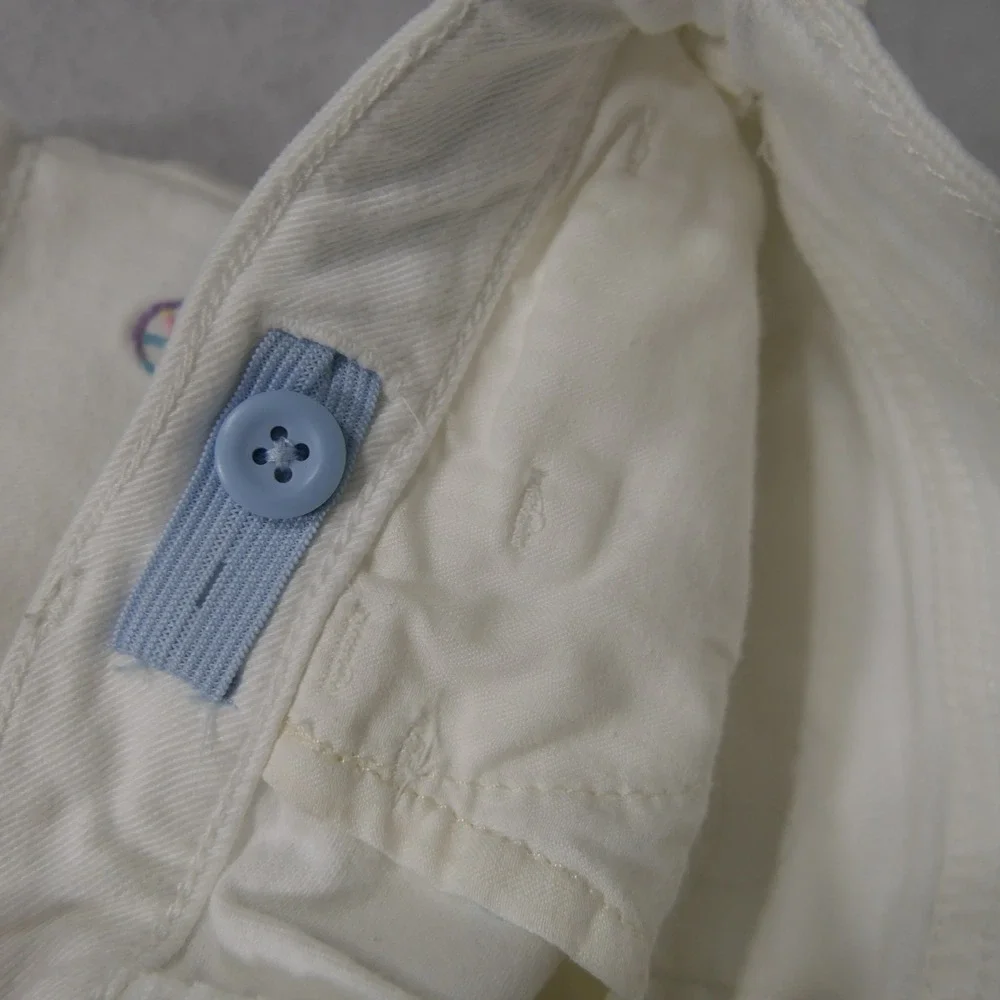 GAP Kid Shorts 10 White Peace Sign Embroidered Rainbow Stretch Retro Hippie Boho